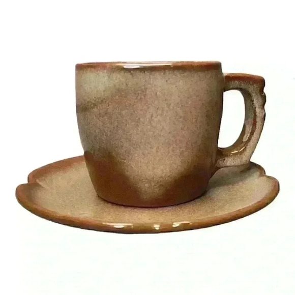 Frankoma Other - Vintage Frankoma Pottery Plainsman Brown Satin Tea Cup Coffee Mug 5C and Saucer